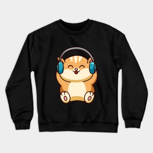 Music And Cat Crewneck Sweatshirt